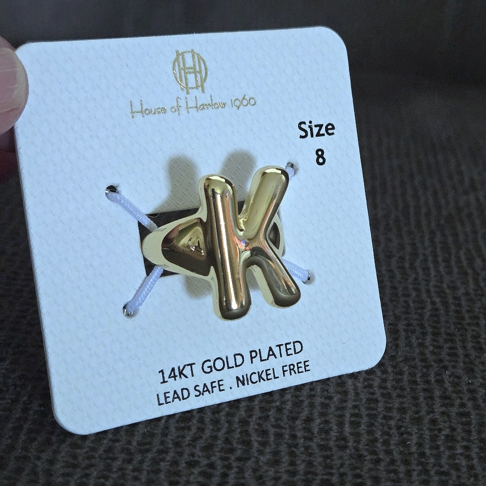 House🏠 of Harlow 1960 Chunky Gold "K" Initial Ring💍 - Picture 7 of 15